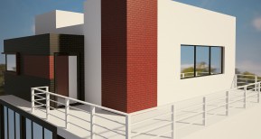 Modern private house exterior 3d